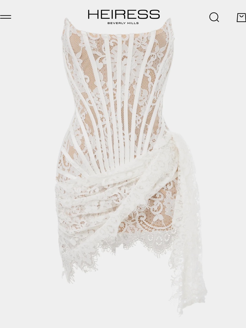 Heiress Beverly Hills White Lace Corset Mini Dress